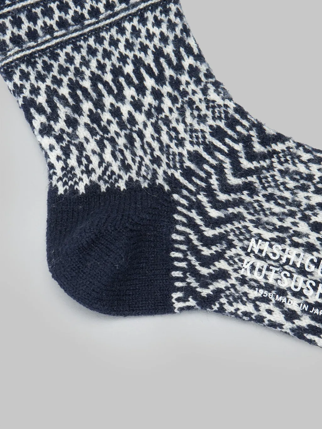 Nishiguchi Kutsushita Wool Jacquard Socks Berlin Blue