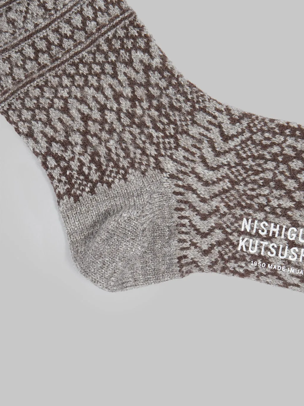 Nishiguchi Kutsushita Wool Jacquard Socks Grey