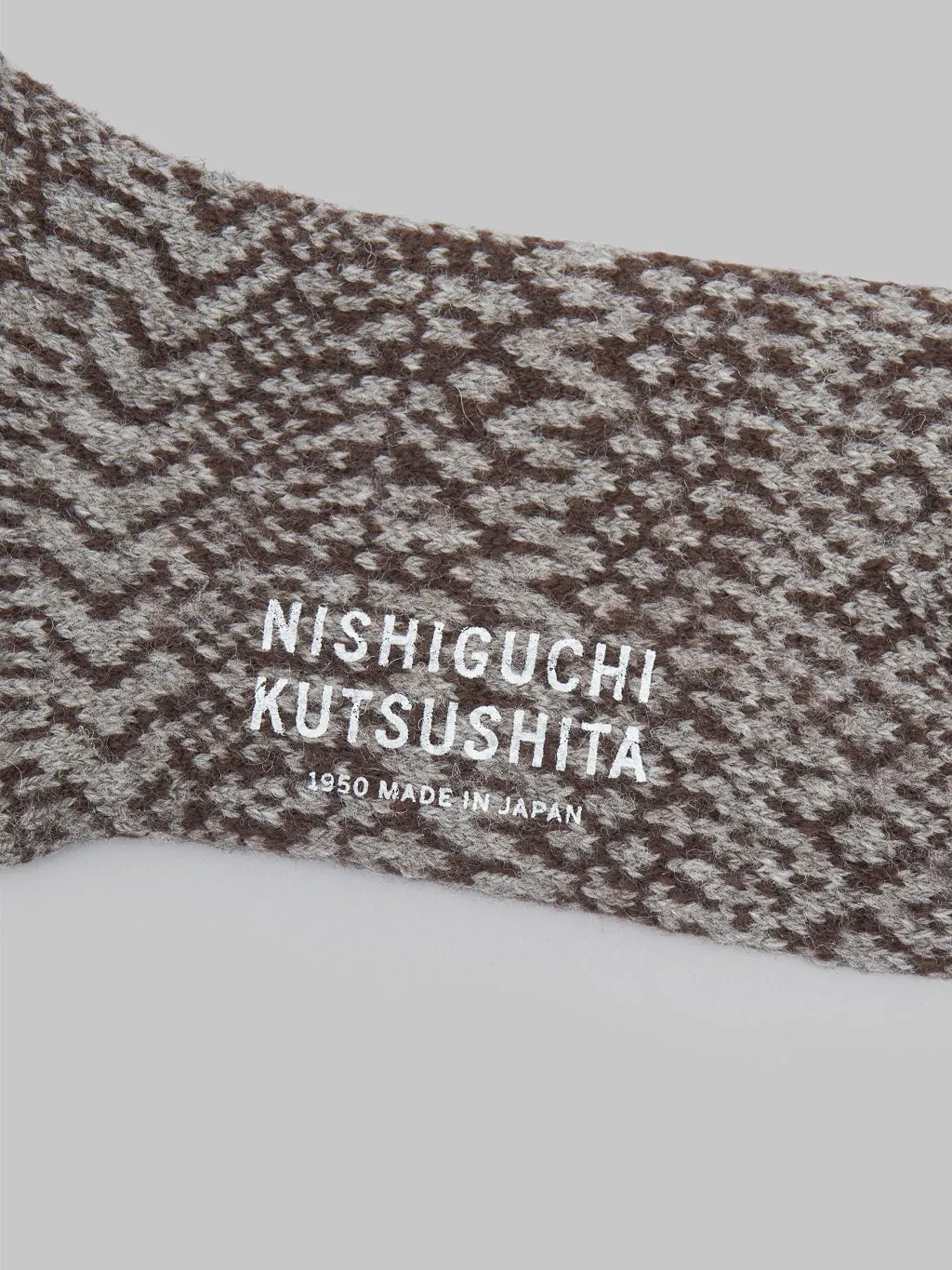 Nishiguchi Kutsushita Wool Jacquard Socks Grey