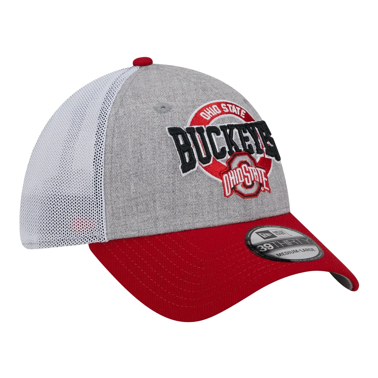 Ohio State Buckeyes Heathered Round Logo Gray Flex Hat