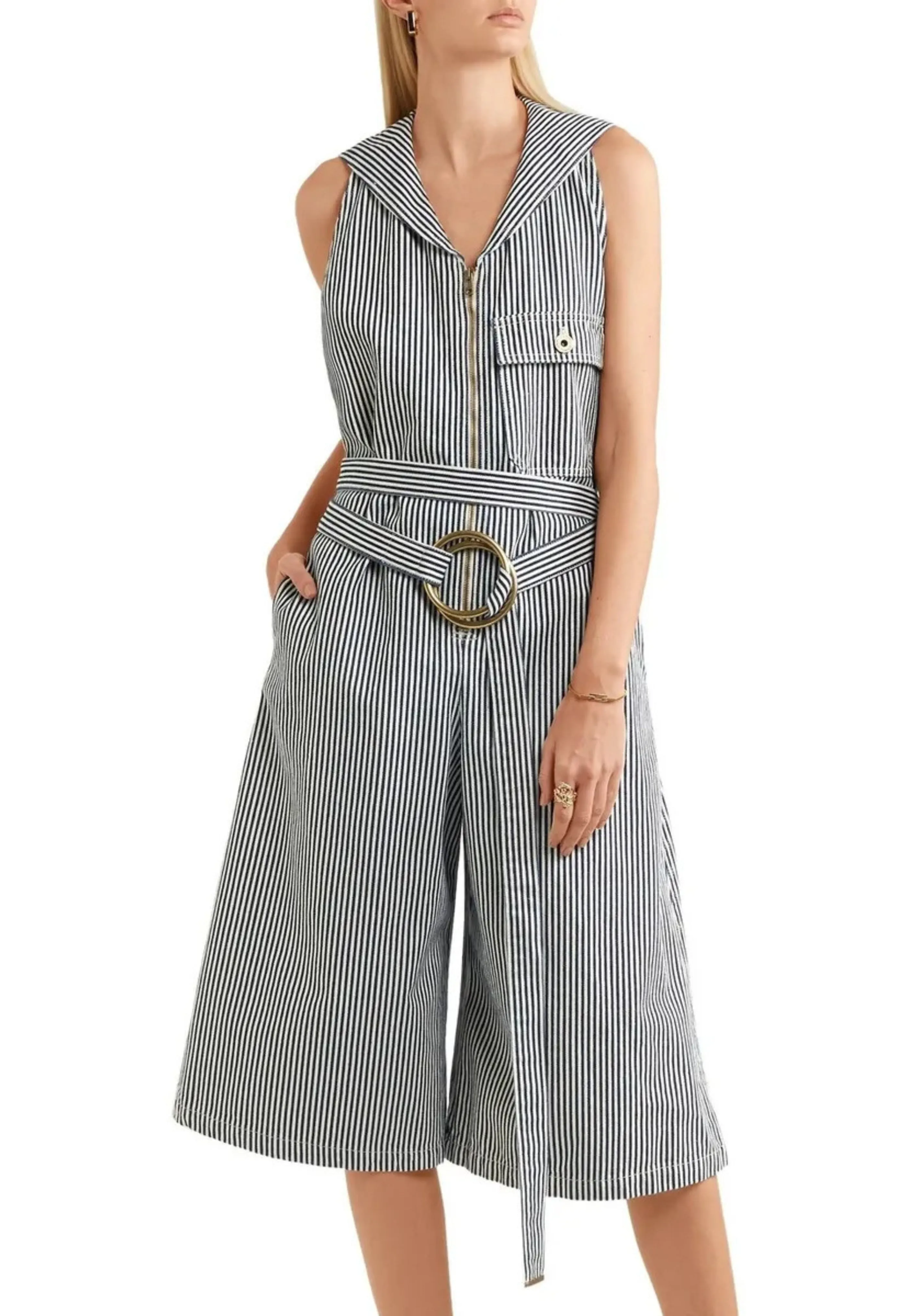 Open-back Striped Cotton Jumpsuit (Pre-loved)