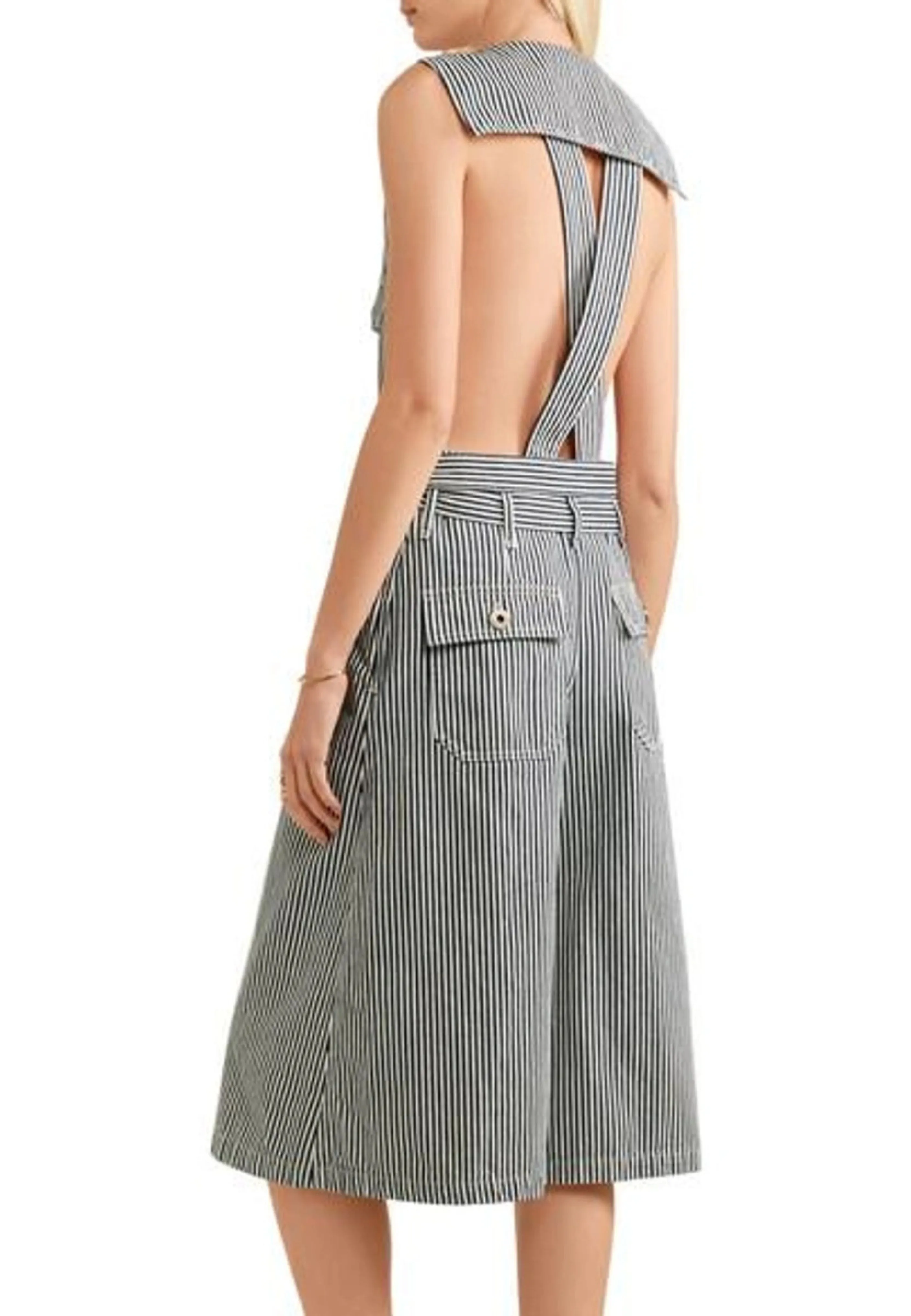 Open-back Striped Cotton Jumpsuit (Pre-loved)