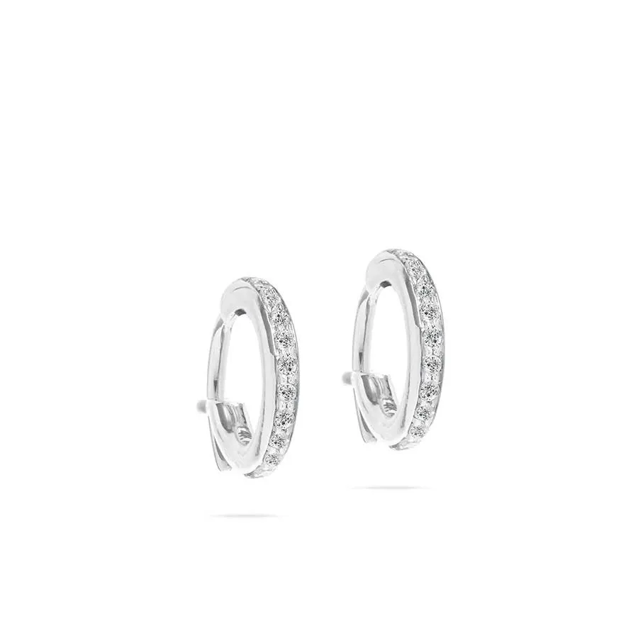 Pavé Huggie Hoops in Sterling Silver