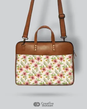 Pink Floret - The Vegan Leather Laptop Bag