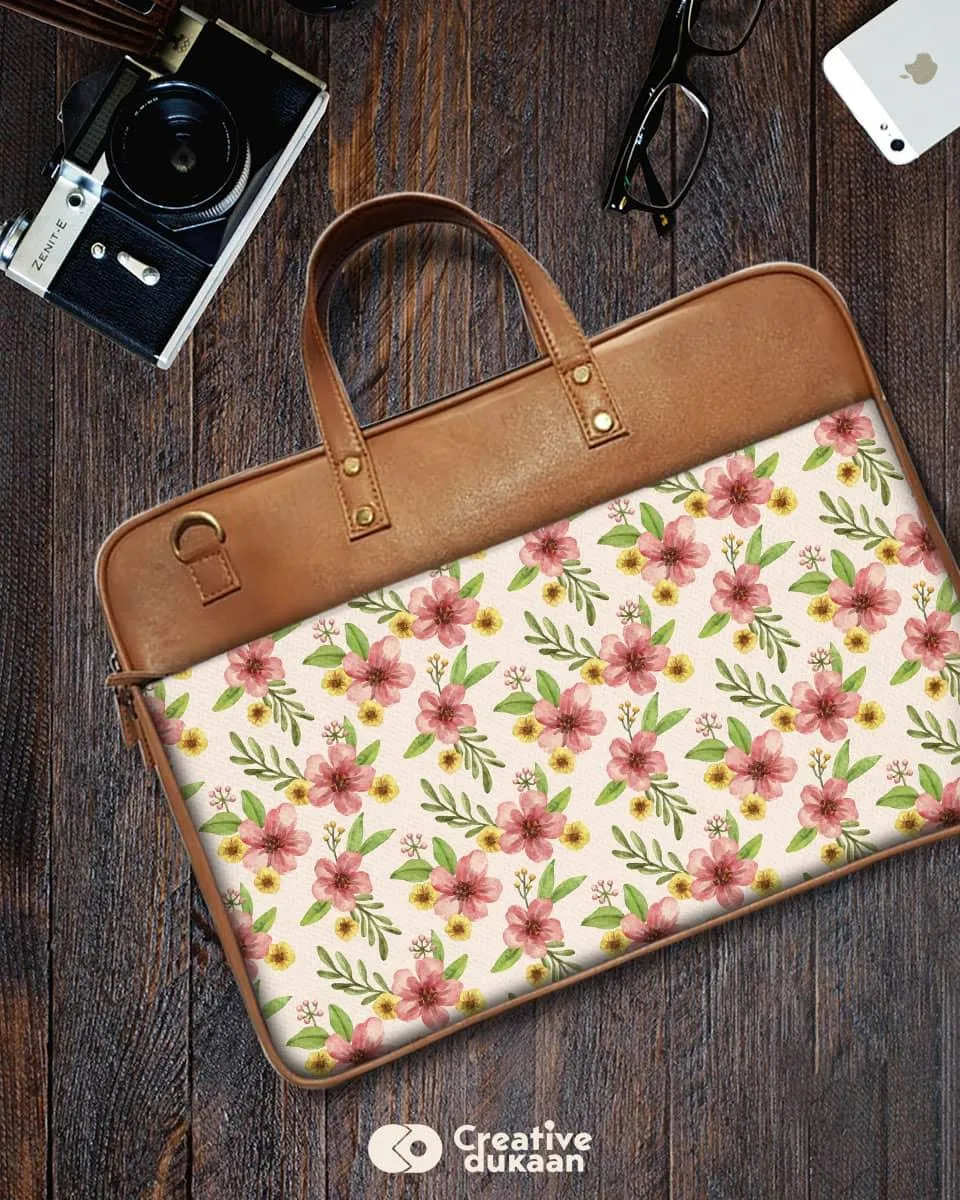 Pink Floret - The Vegan Leather Laptop Bag