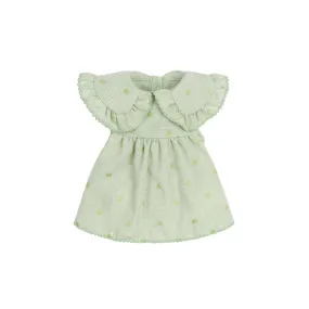 Polka Dot Princess Flap-Collar Dress - Olive