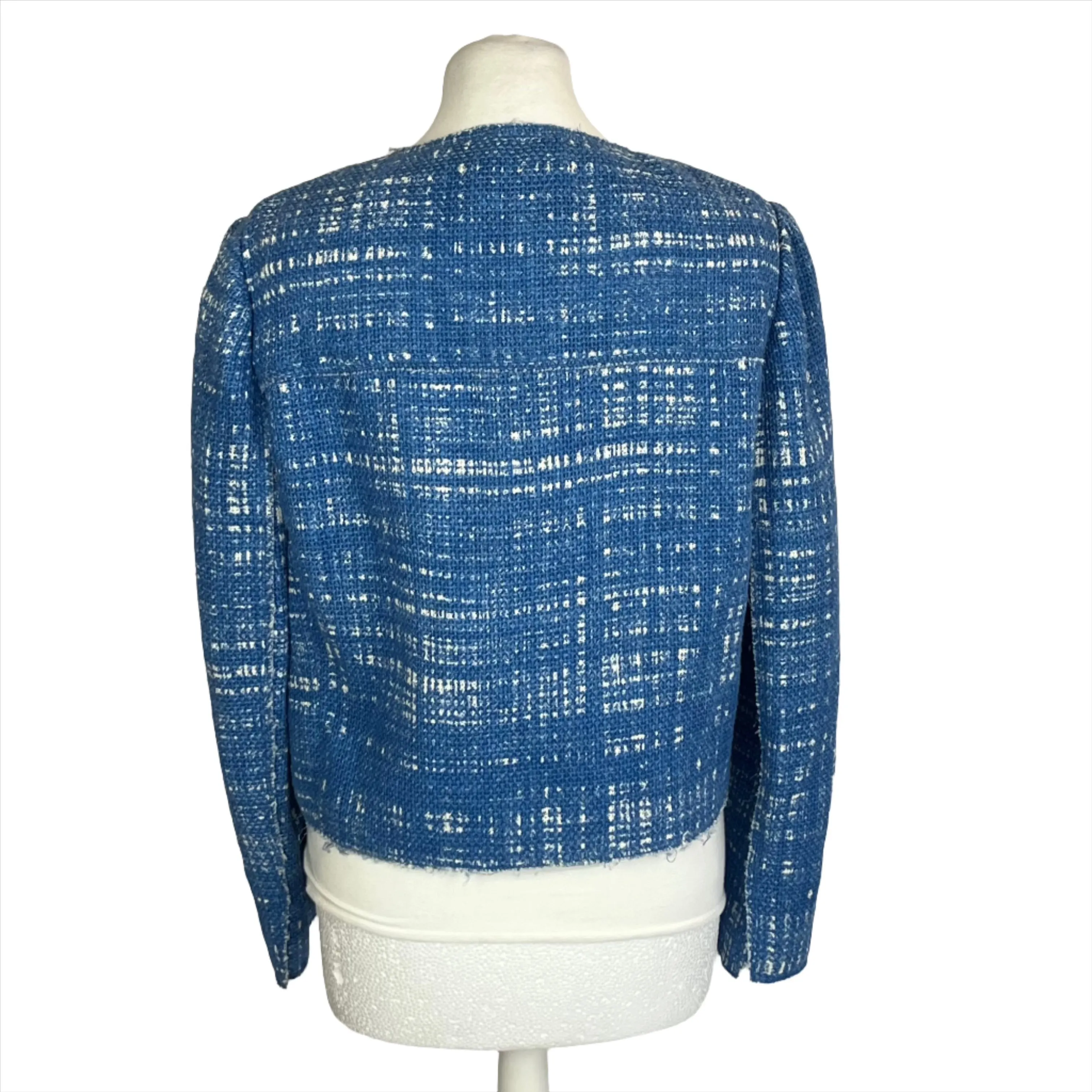 Prada Blue Painted Linen & Cotton Weave Jacket L