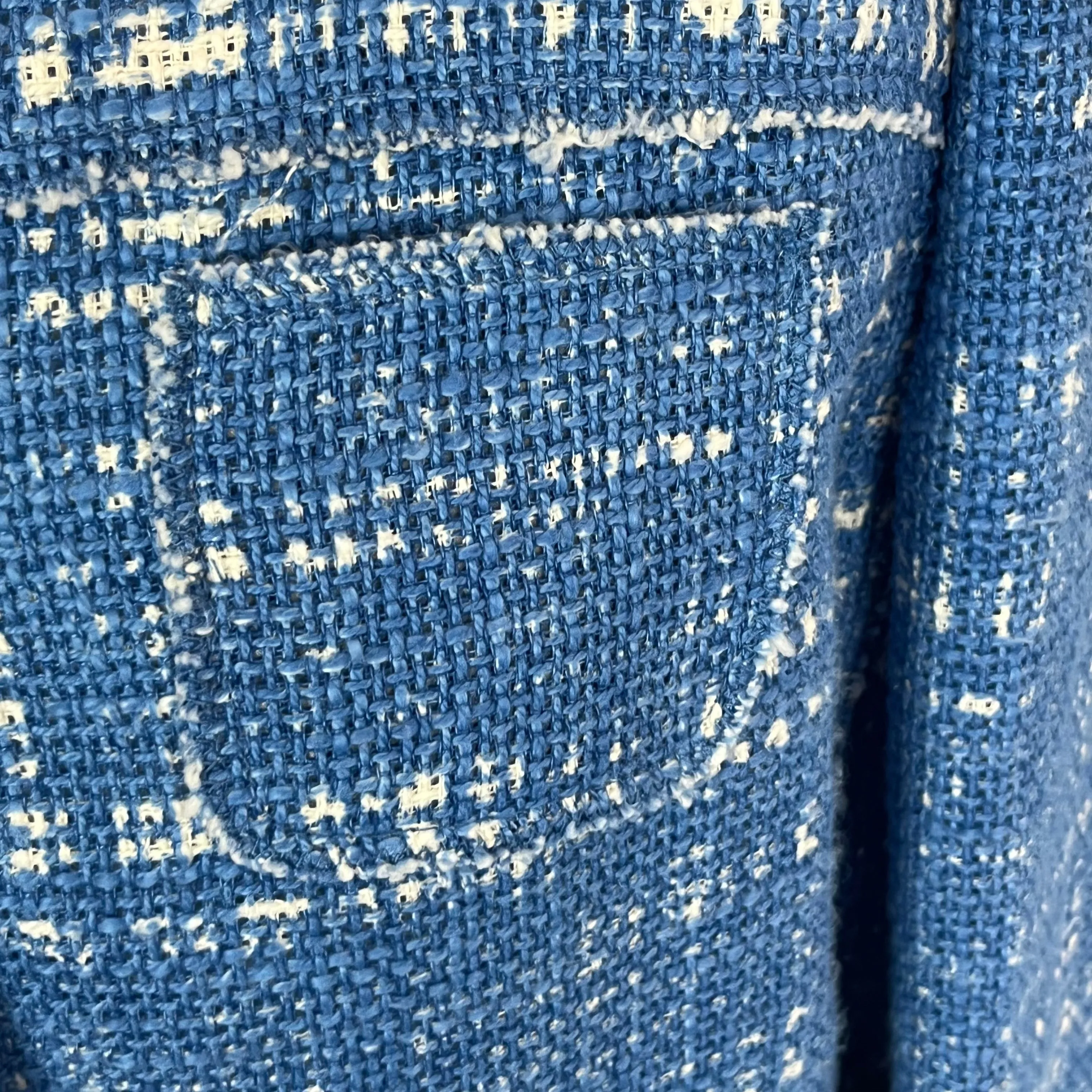 Prada Blue Painted Linen & Cotton Weave Jacket L