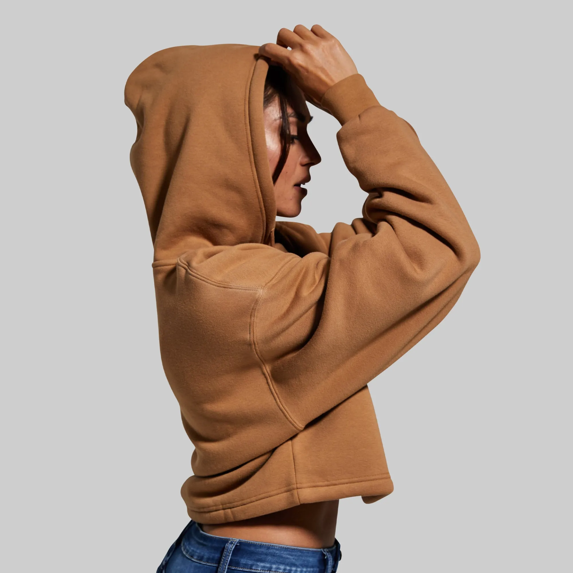 Revival Cropped Fleece Hoodie (Camel)