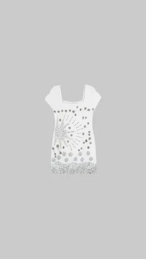 River Island White Silk Sequin Detail Bodycon Mini Dress