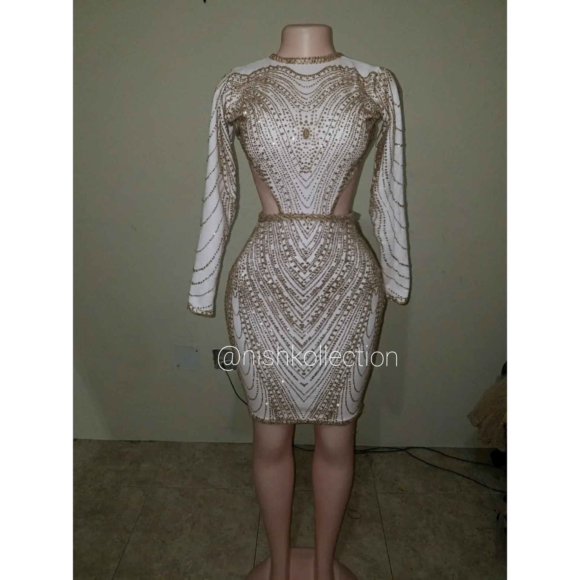 Shimmer mist glitter long sleeve mini dress