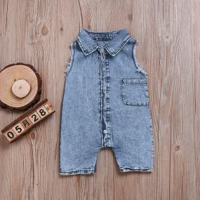 Short-sleeve Denim Romper d1