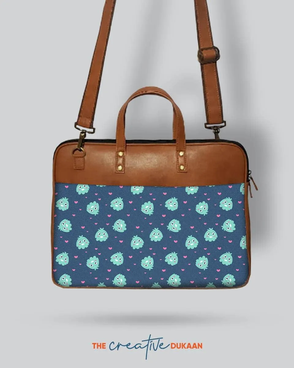 Sky Blue Monster - The Vegan Leather Laptop Bag