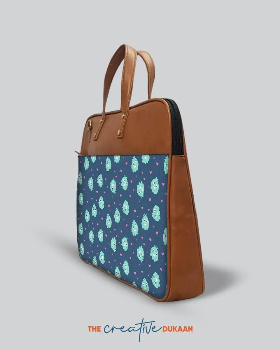 Sky Blue Monster - The Vegan Leather Laptop Bag