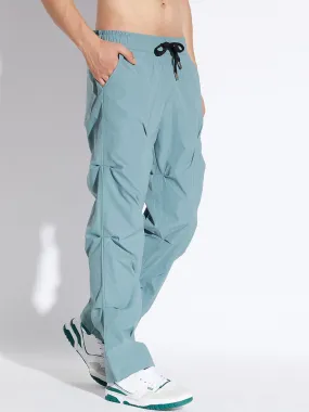 Teal Parachute Pleated Trackpants