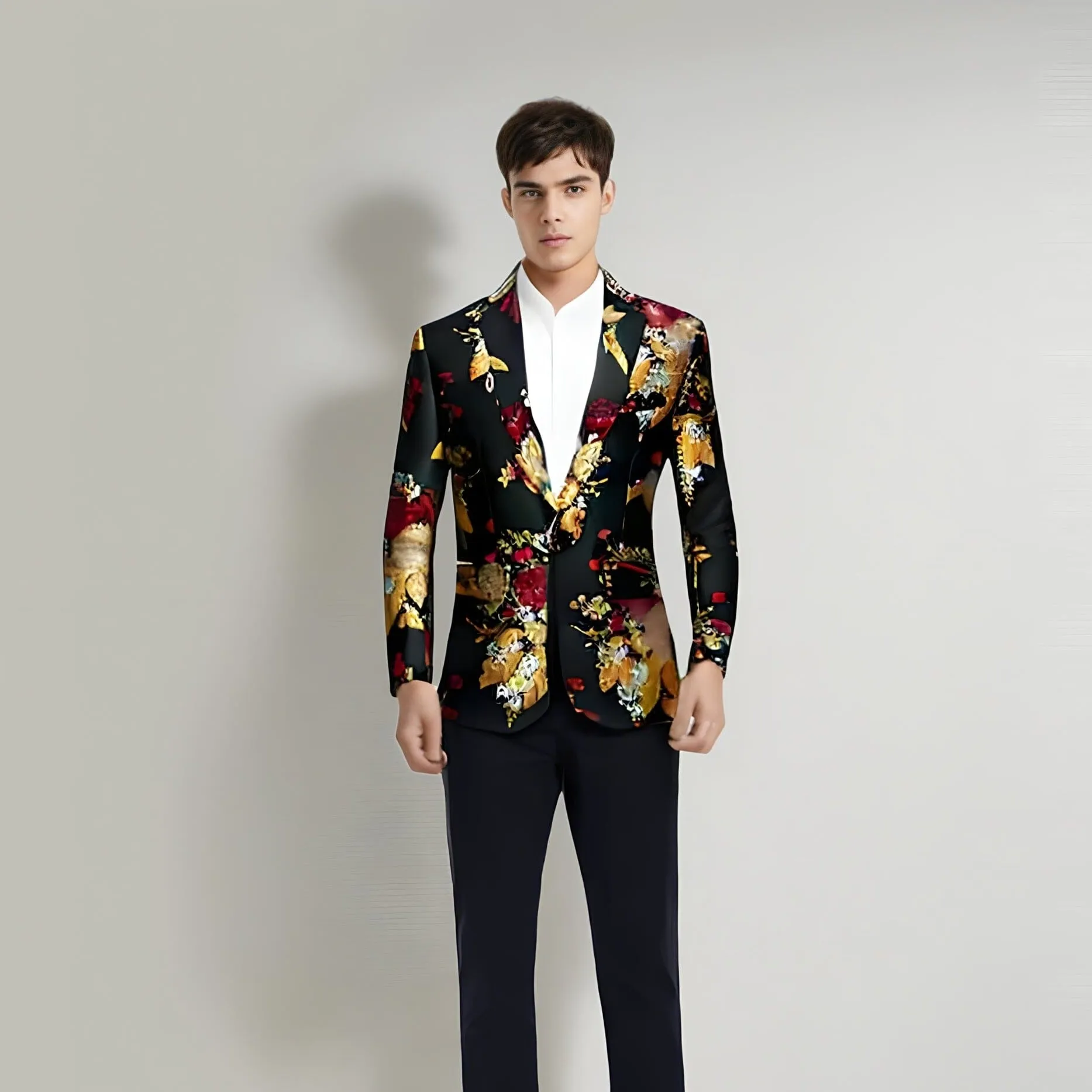 The Gautier Jacquard Slim Fit Blazer Suit Jacket - Gold