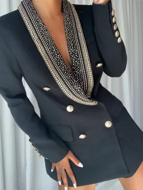 TUDY Double Breasted Long Blazer