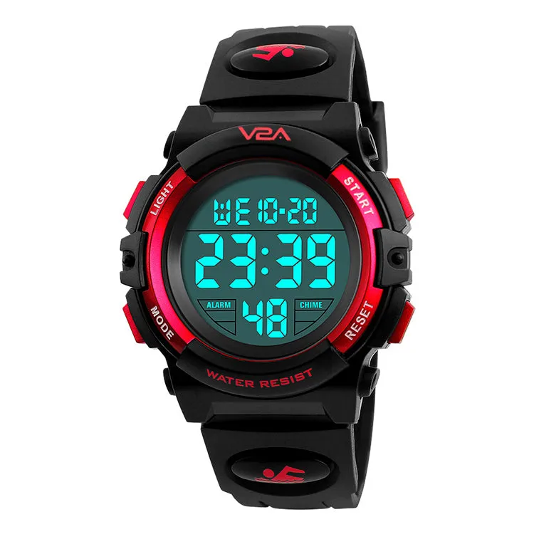 V2A Digital Boy's & Girl's Watch (Black Dial Blue Colored Strap)