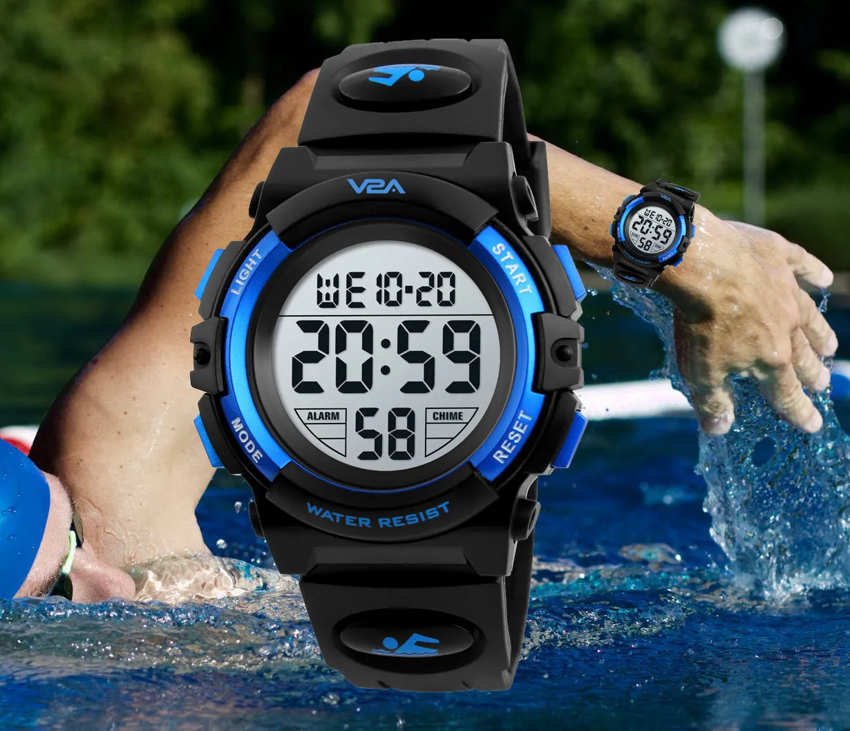 V2A Kids LED 5ATM Waterproof Digital Sports Casual Watch For Boys And Girls