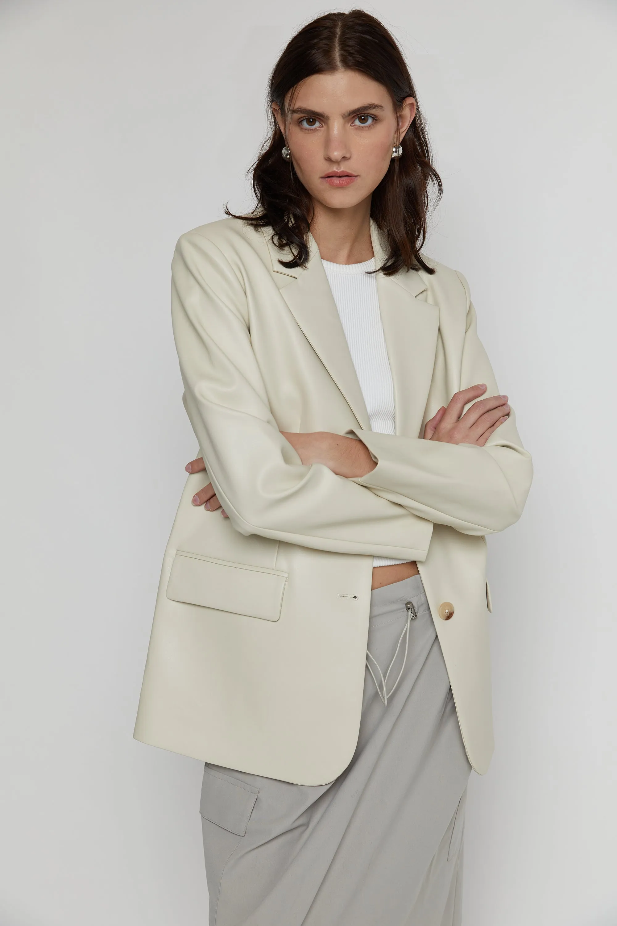 VEGAN LEATHER BLAZER