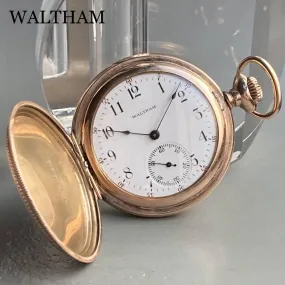 Waltham Pocket Watch Antique Manual Hunter Case 41mm Gold