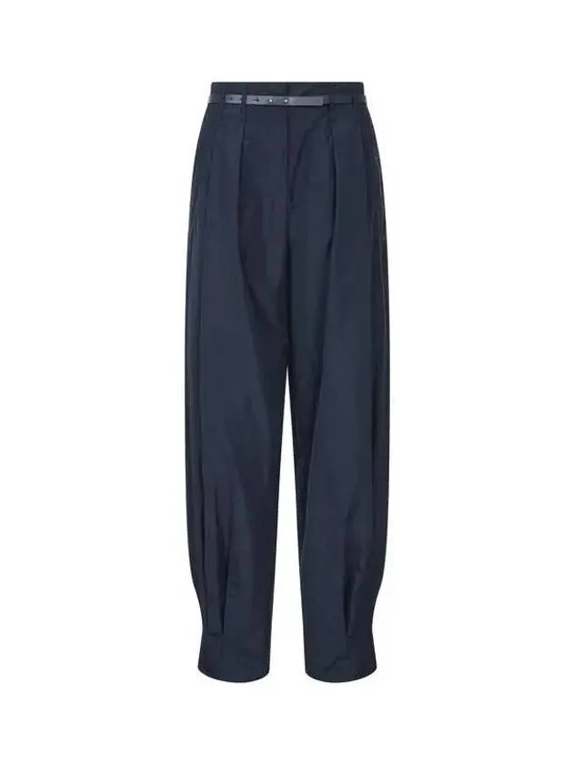 Women s Belted Pleated Baggy Pants Navy